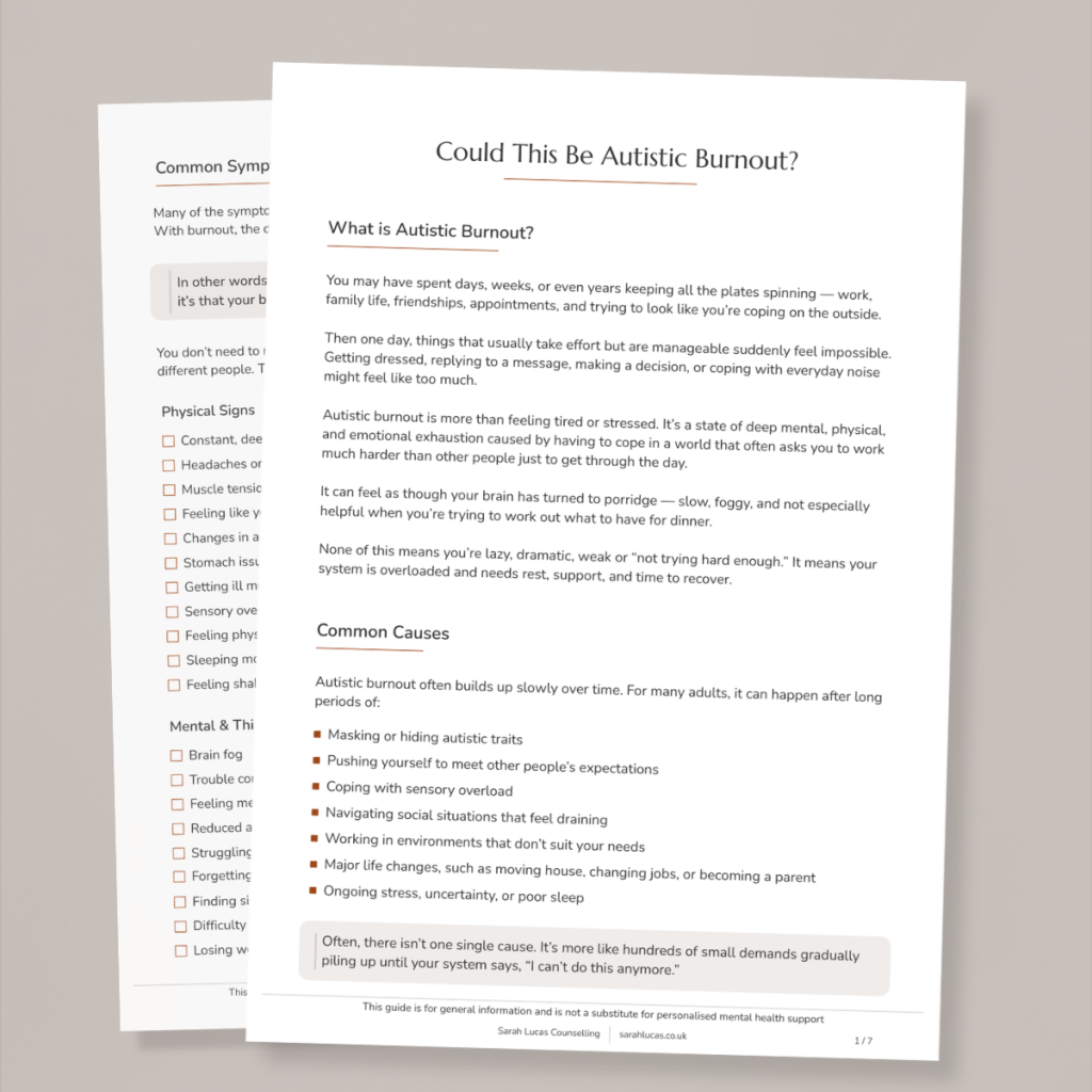 Preview of autistic burnout guide resource for neurodivergent adults